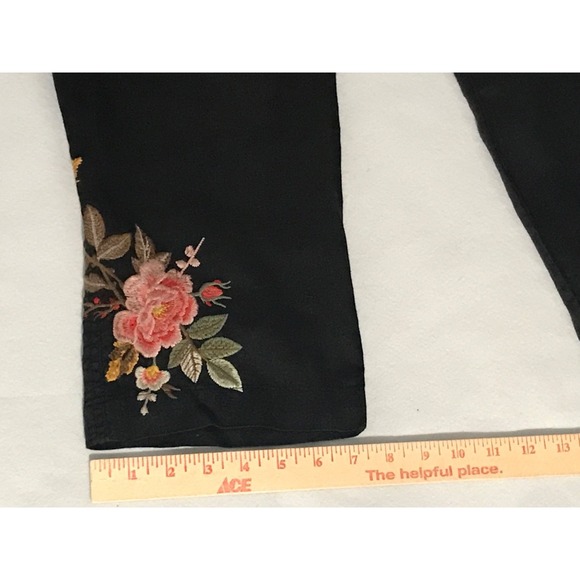 Johnny Was JW Los Angeles Linen Pants‎ Small Embroidered Cropped Black Boho - Picture 16 of 16